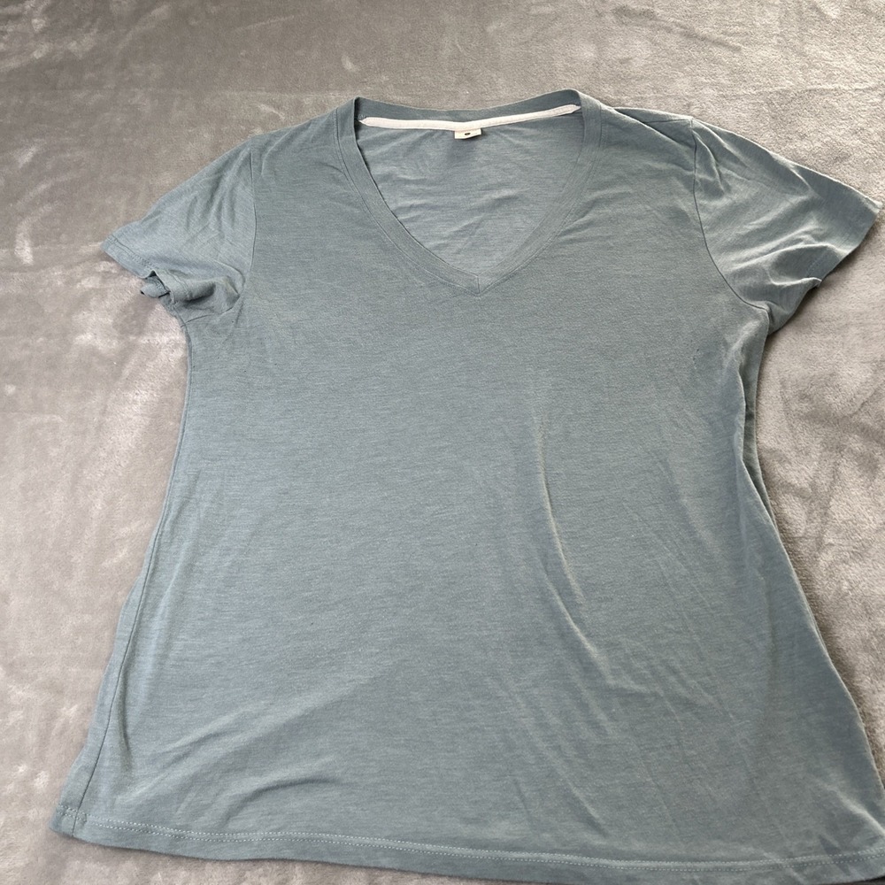 Homage Plaid T-Shirt Women's L Gray V-neck